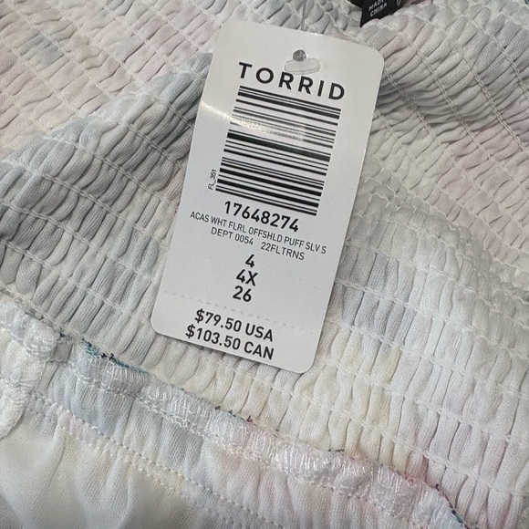 White Floral Mini Gauze Puff Sleeve
Skater Dress 4X - Picture 8 of 12